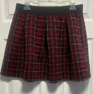 Joe B ~ by Joe Benbasset ~ XL Burgundy Plaid Skater Skirt with Black Waistband